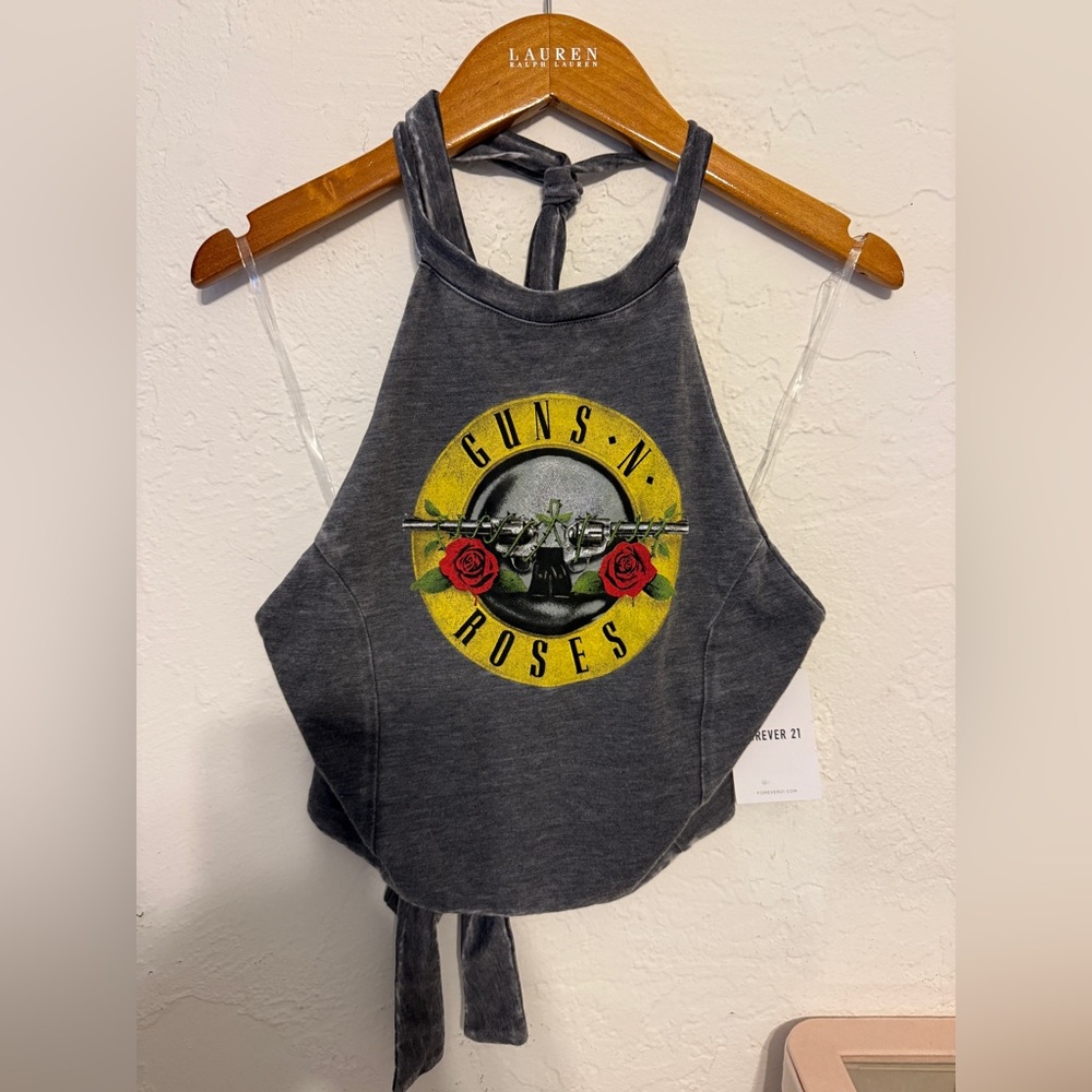 Guns N' Roses Charcoal Crop Top
